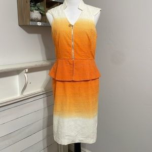 Antonio Melani Business Casual Ombré Dress Size 6 Orange & White